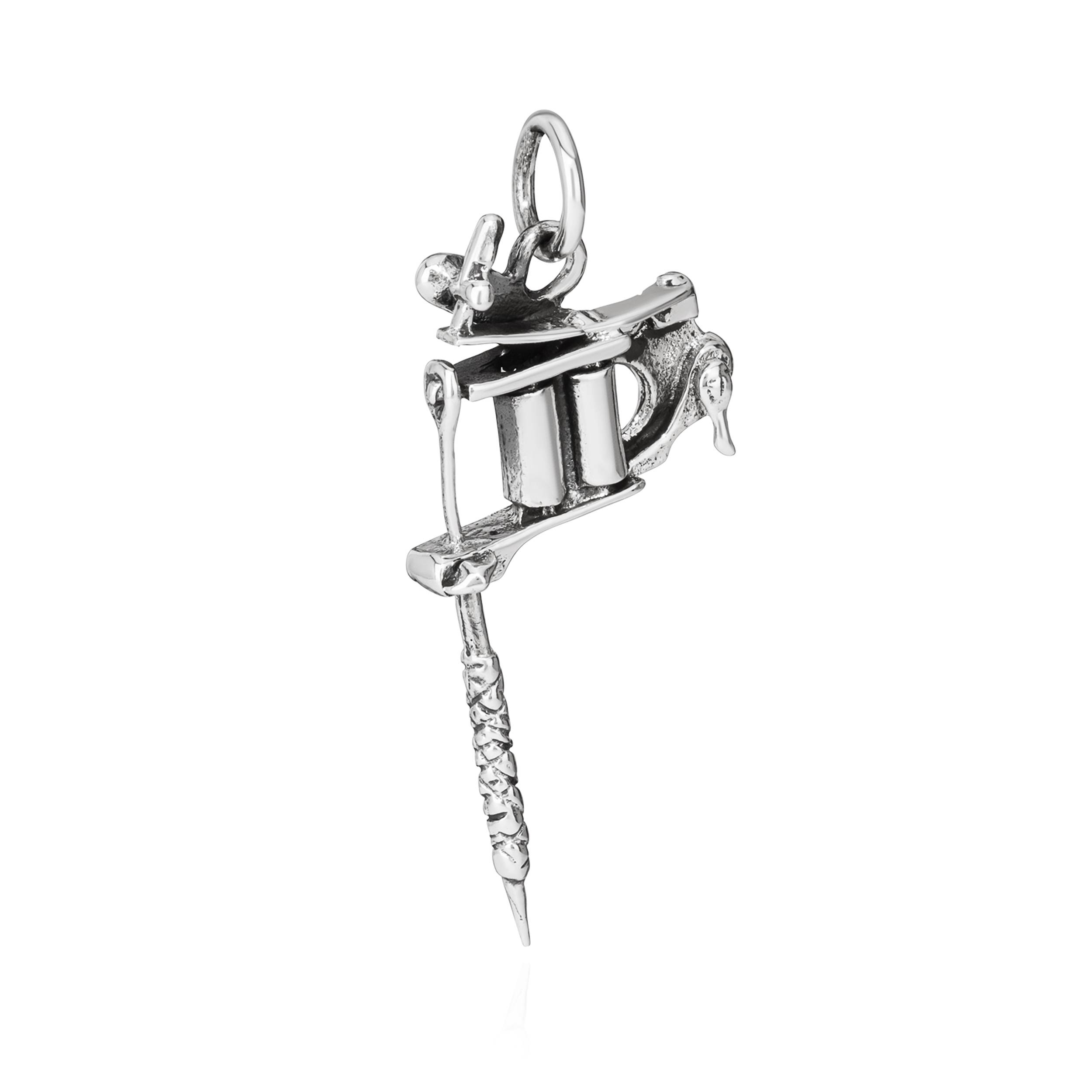 Kettenanhänger Tattoo Maschine 925 Silber 36x20mm Tätowiermaschine Amulett