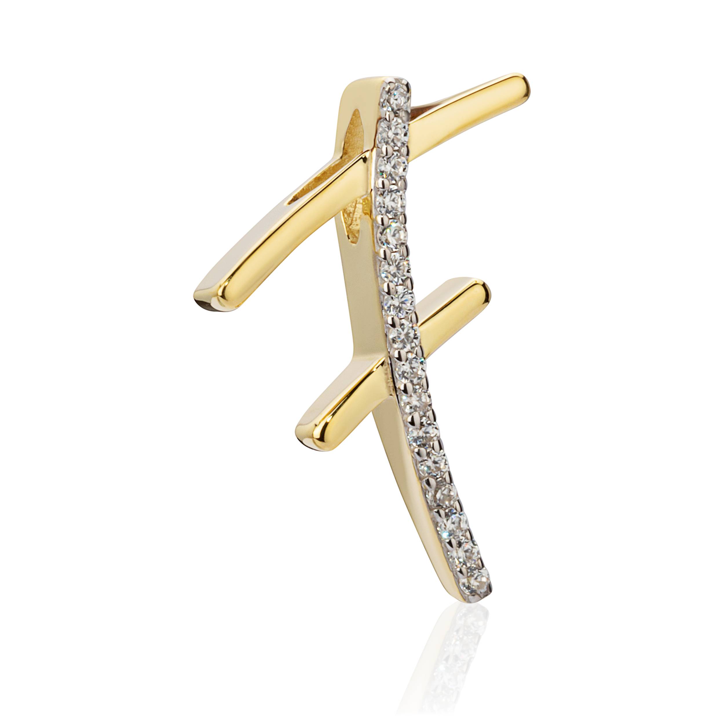 Buchstabe Kettenanhänger 333 Gelb Gold 8 Karat Bicolor mit Zirkonia Alphabet - Bild 7 von 27