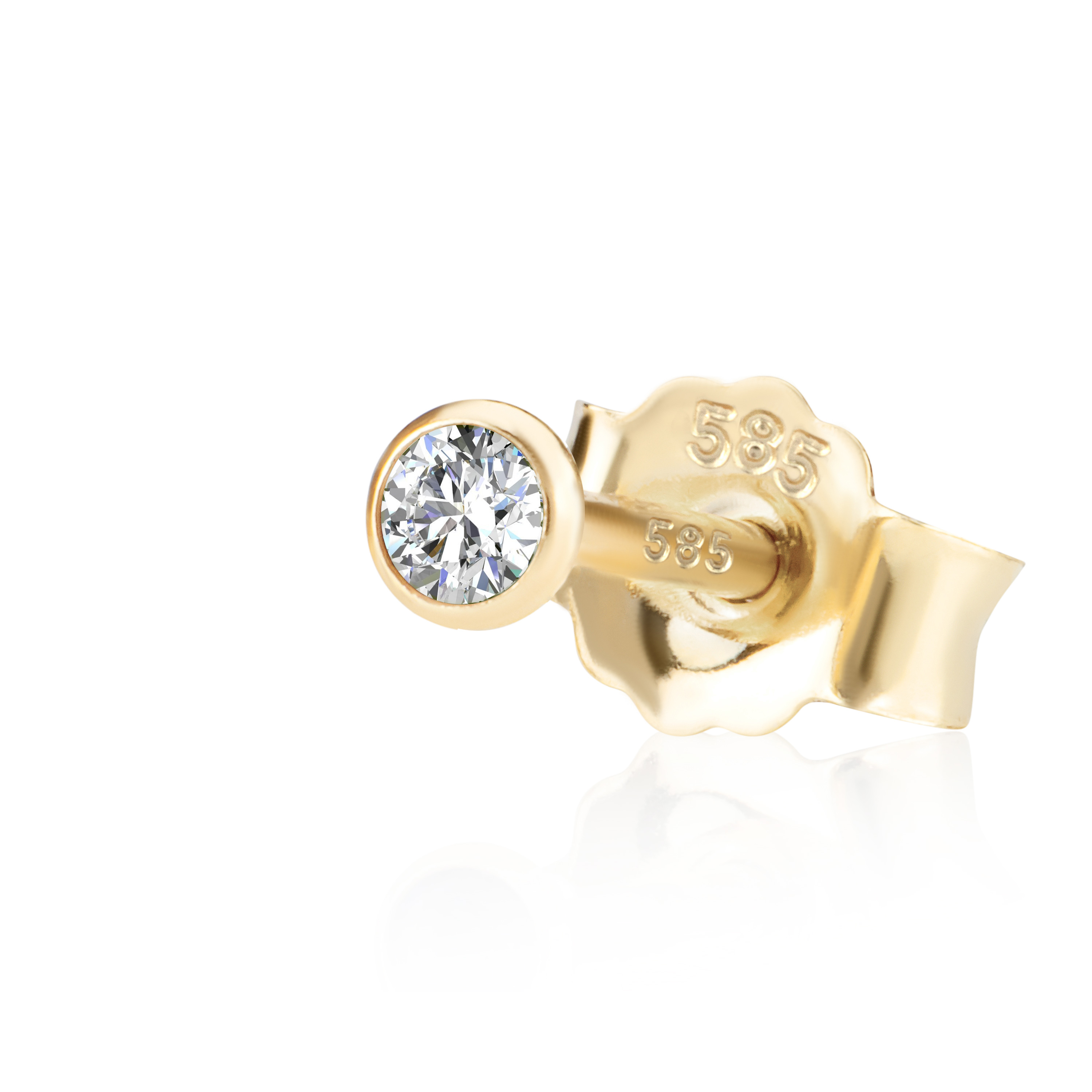 Brilliant 585 0,03ct Diamant Ohrstecker | Gold Zertifikat eBay Einzel Gelb 2,8-2,3mm